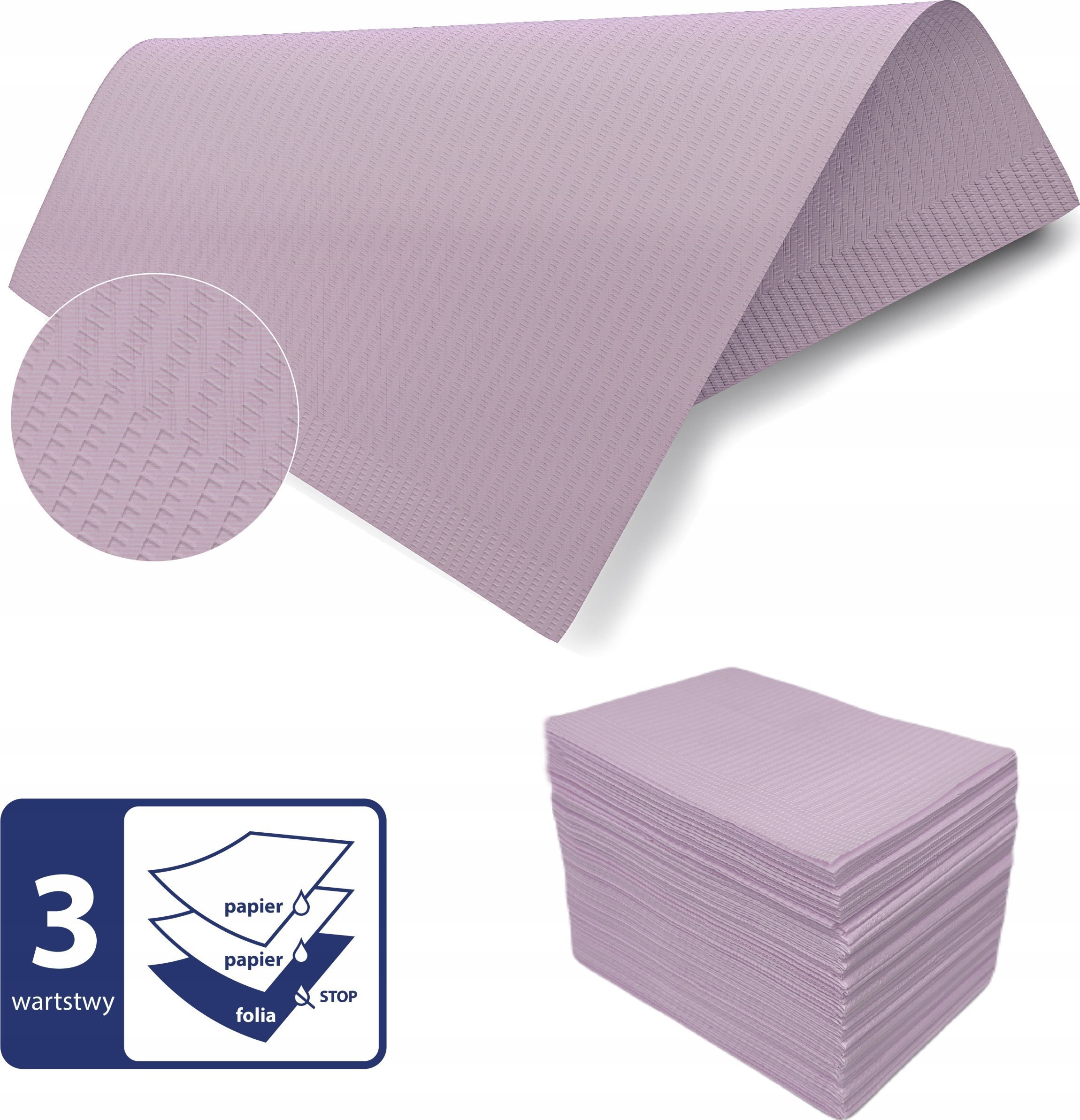 SERWETY PODKŁADY HIGIENICZNE PODFOLIOWANE WODOODPORNE 3WARSTWY 500SZT PL 8%