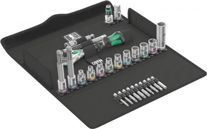Wera Wera Bicycle Set 7, 3/8, tool set (black/green, 27 pieces, speed ratchet with pivoting head)