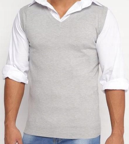 New Boy Bezrękawnik pulower sweter męski kamizelka bez rękawów S szary