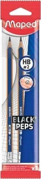 Maped Ołówek z gumką Blackpeps blue HB 3szt MAPED