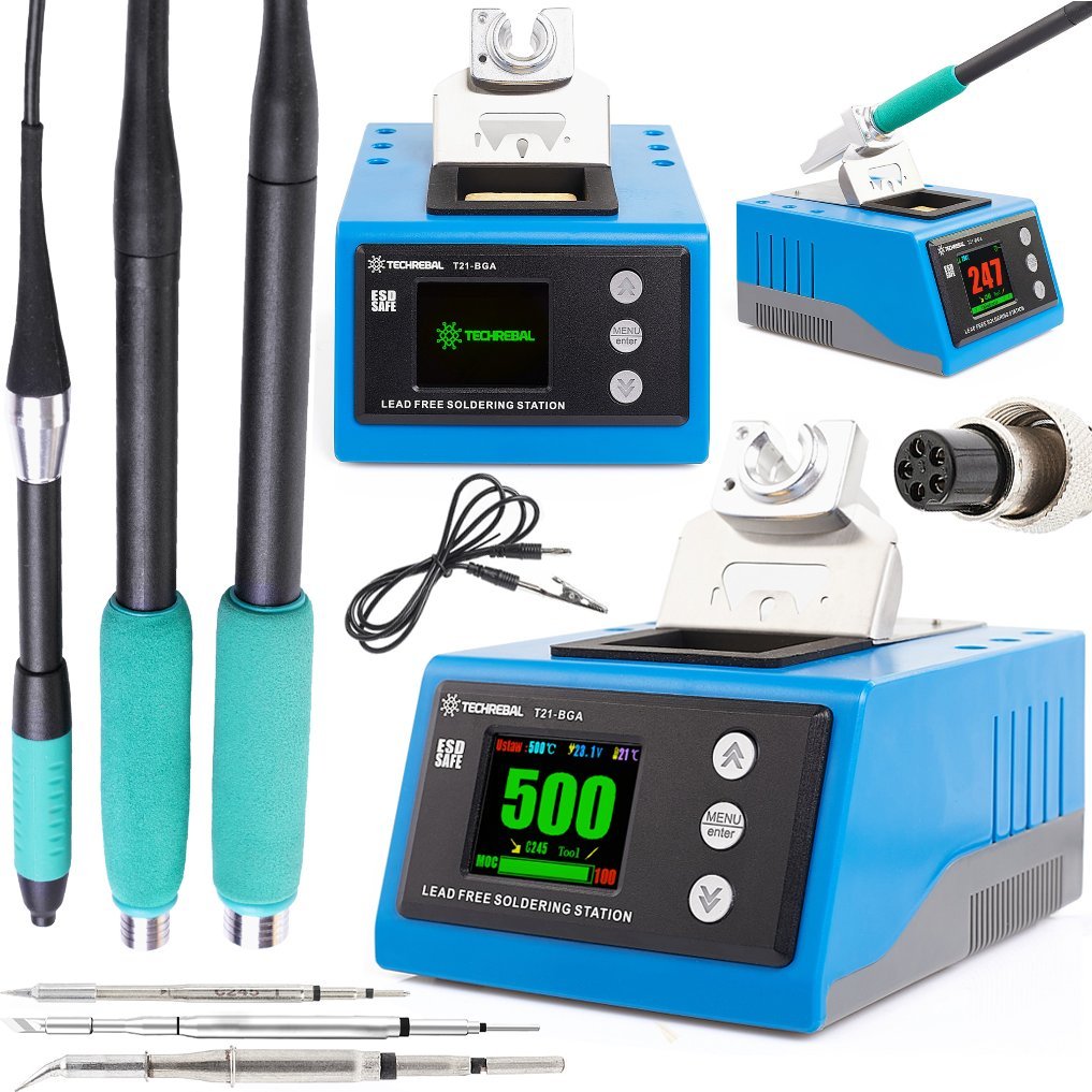 Stacja Lutownicza Lutownica TECHREBAL T21 + 3x Kolby i Groty T245 C210 C115