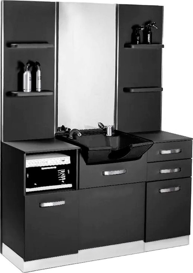Gabbiano konsola fryzjerska z umywalką B085B czarna