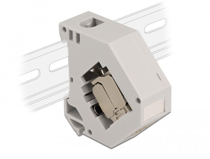 DeLOCK DIN rail Adapter with Keystone Module RJ45 jack Cat.6A LSA, Grey, RJ-45, LSA, Female, 23/24/25/26, Cat6a