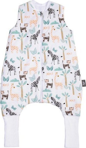 PULP BAMBOO Śpiworek do spania dla dziecka ze skarpetkami 2 TOG- KOLOROWE SAFARI- od 2l do 4l