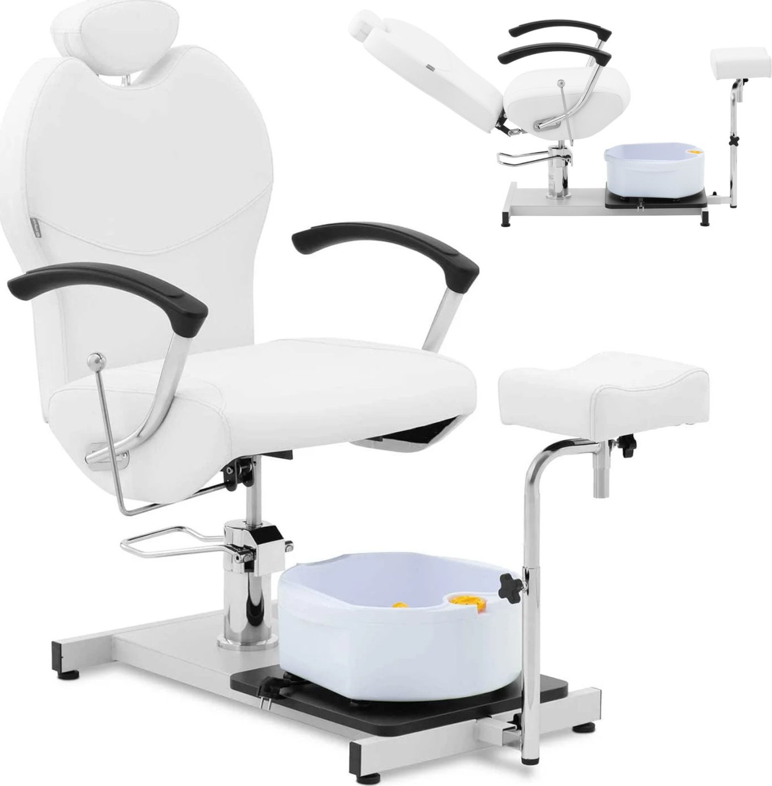 Physa Fotel kosmetyczno podologiczny do pedicure z podnóżkiem i brodzikiem - biały Fotel kosmetyczno podologiczny do pedicure z podnóżkiem i brodzikie