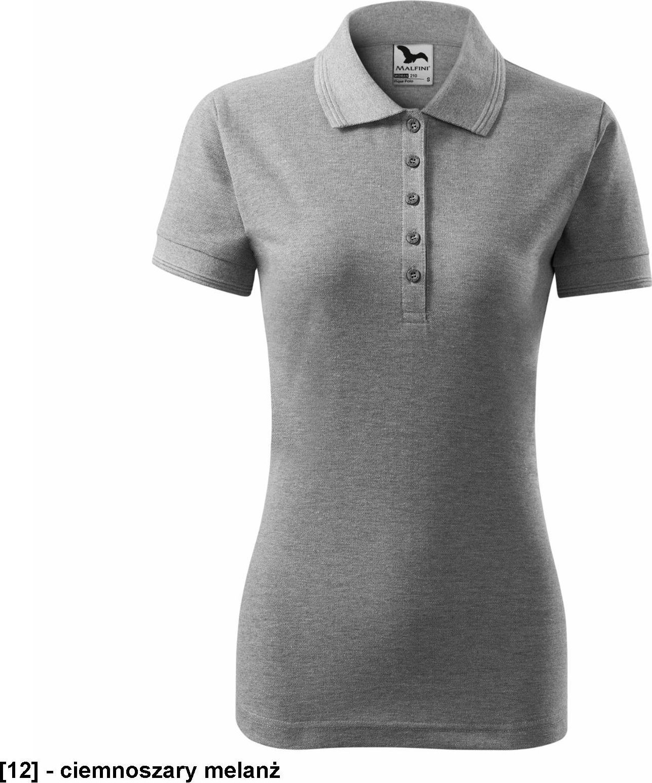 MALFINI Pique Polo 210 - ADLER - Koszulka polo damska, 200 g/m - ciemnoszary melanż S
