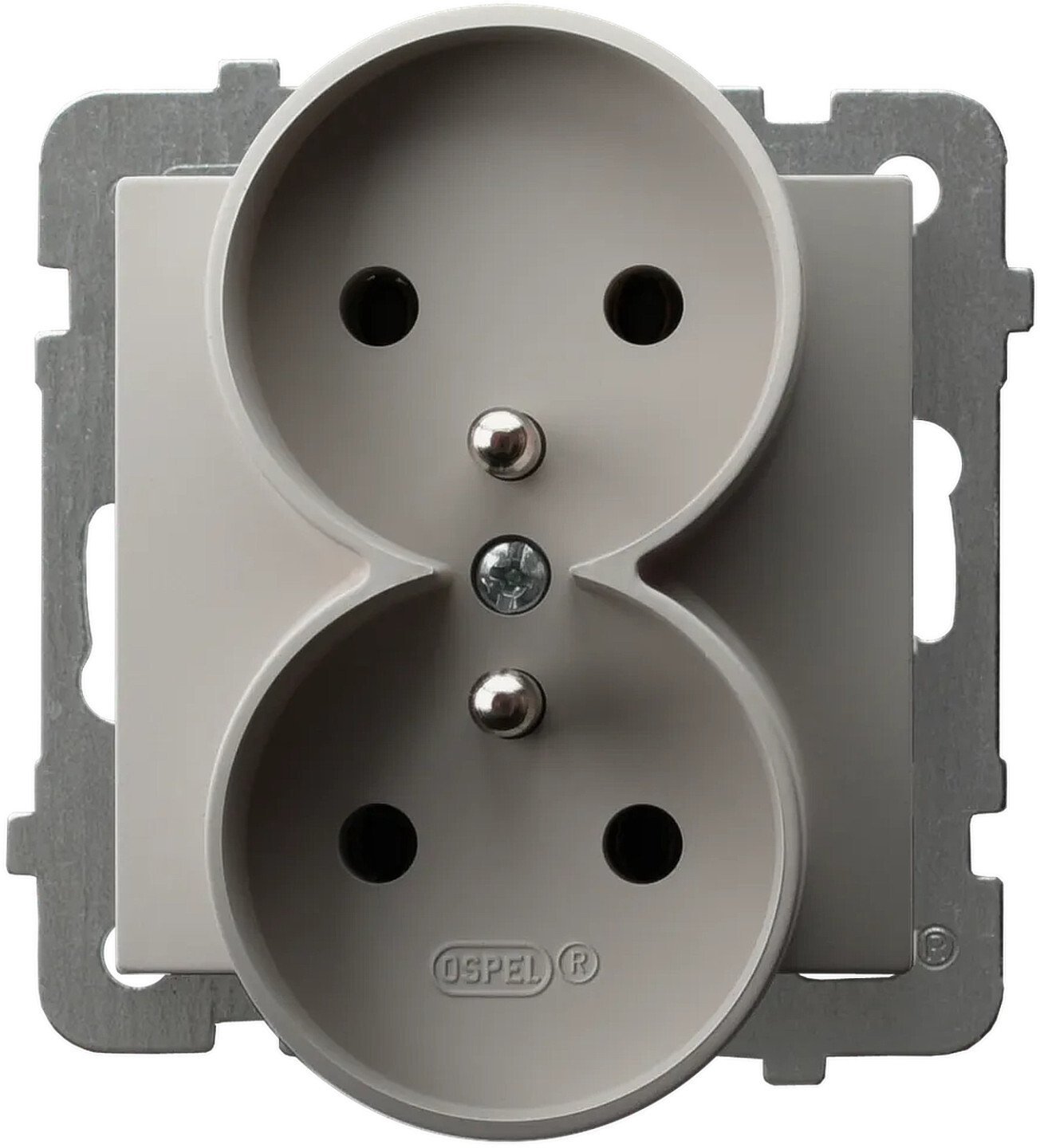 AS Gniazdo podwójne z uziemieniem moduł bez ramki kaszmir GP-2GRZ/m/82