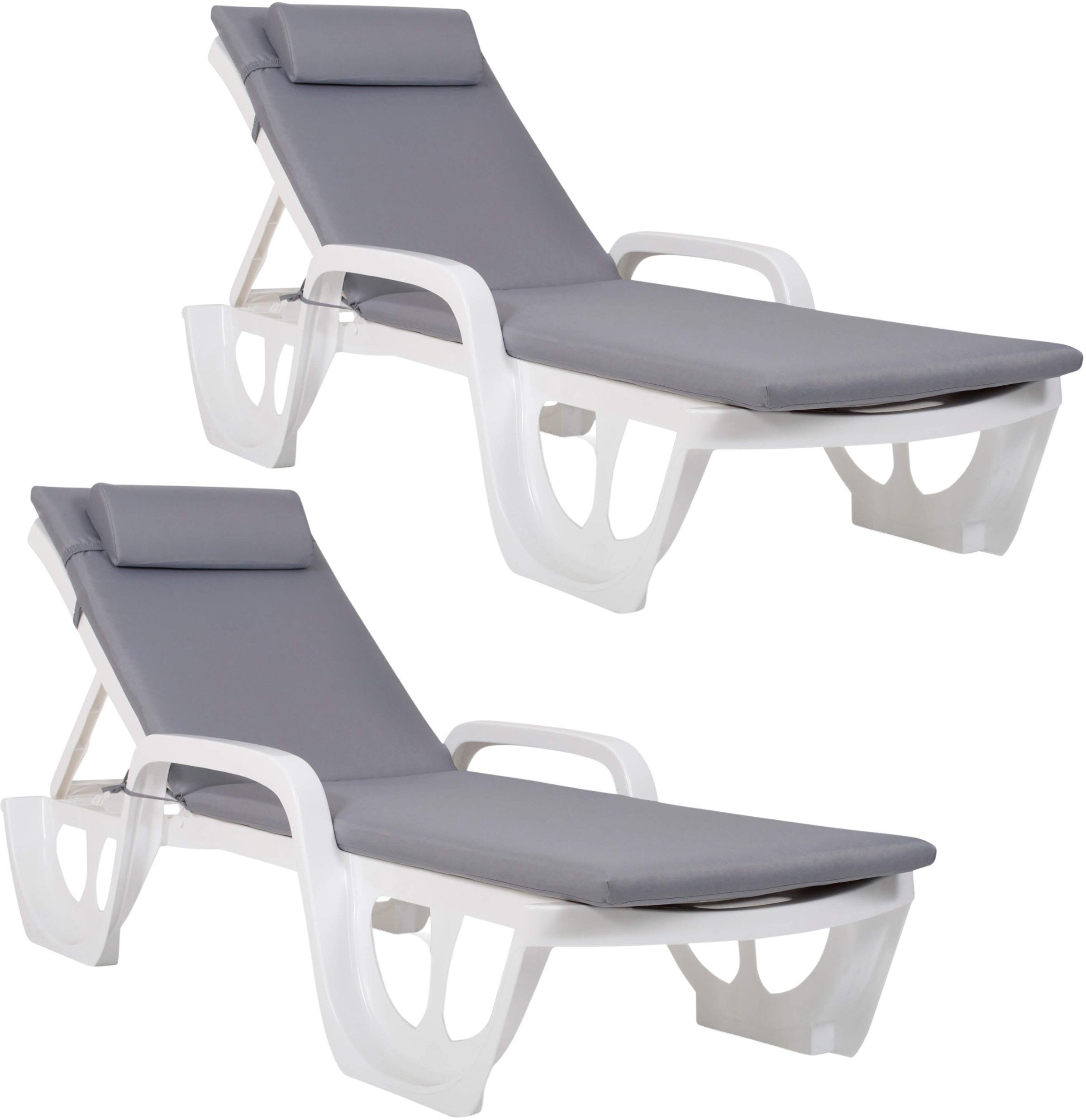 Zestaw 2 leżaków ogrodowych Keter FLORIDA biały z poduszkami Bazkar MADERA S-23