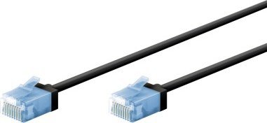 Goobay Ultra-elastyczny CAT 6A kabel krosowy, slim, U/UTP, czarny - Długość kabla 0.15 m