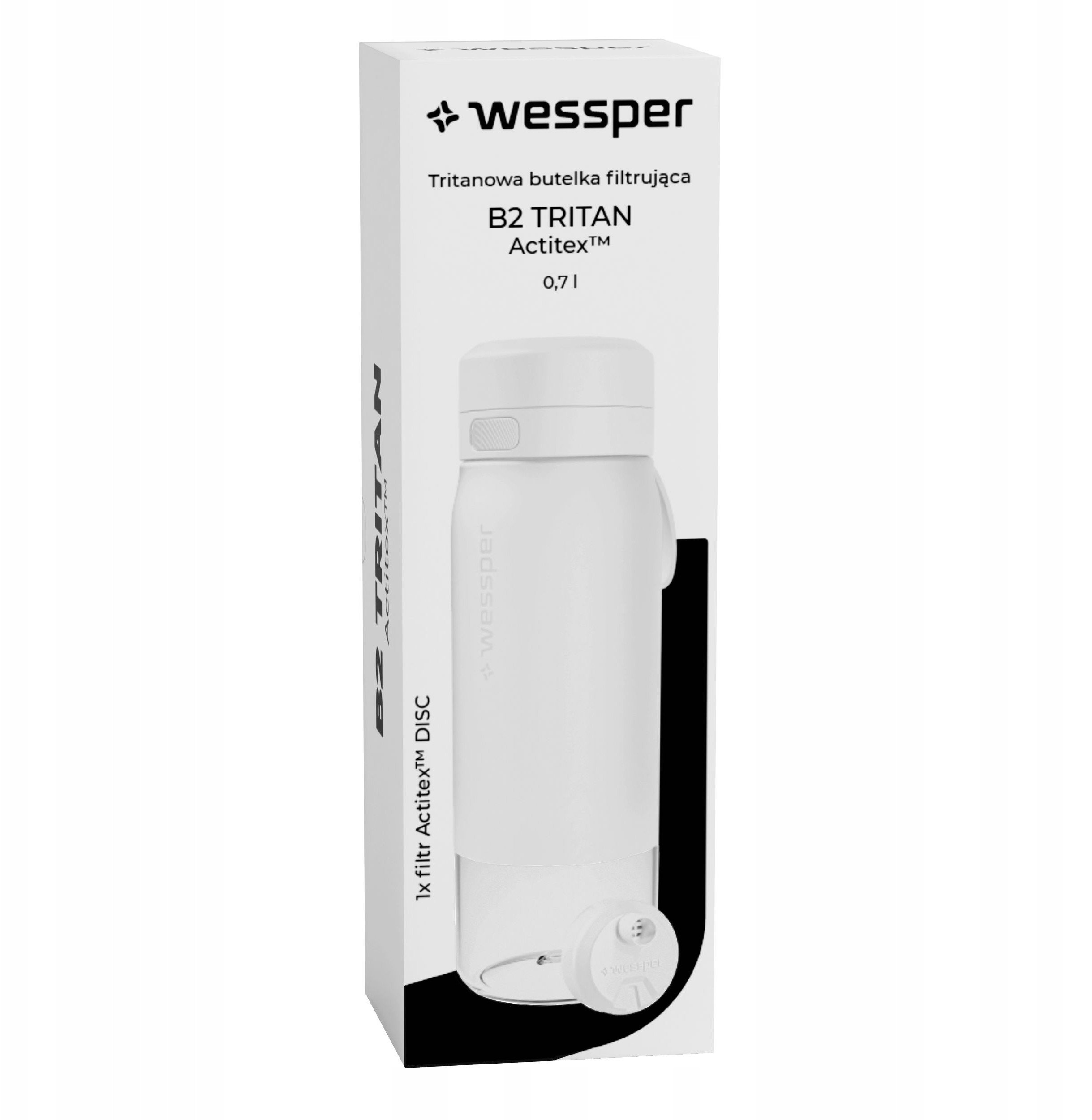Butelka filtrująca Wessper B2 TRITAN Actitex™ 700ml White (WES273-700-WH_K)