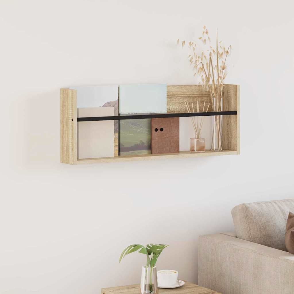 vidaXL Regał na gazety z półką dąb sonoma 80 x 12 x 30 cm