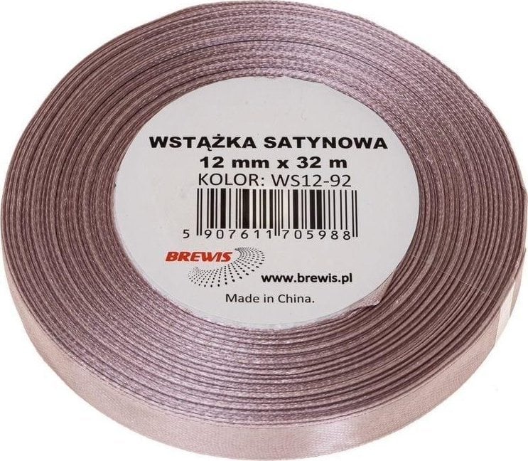Wstążka satynowa pudrowy róż 12mm x 32m