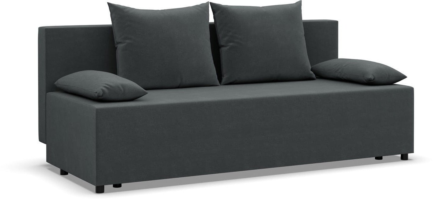 Kanapa rozkładana, Vista, velvet, 191x92x95 cm, ciemny szary | TYLETEGOTU