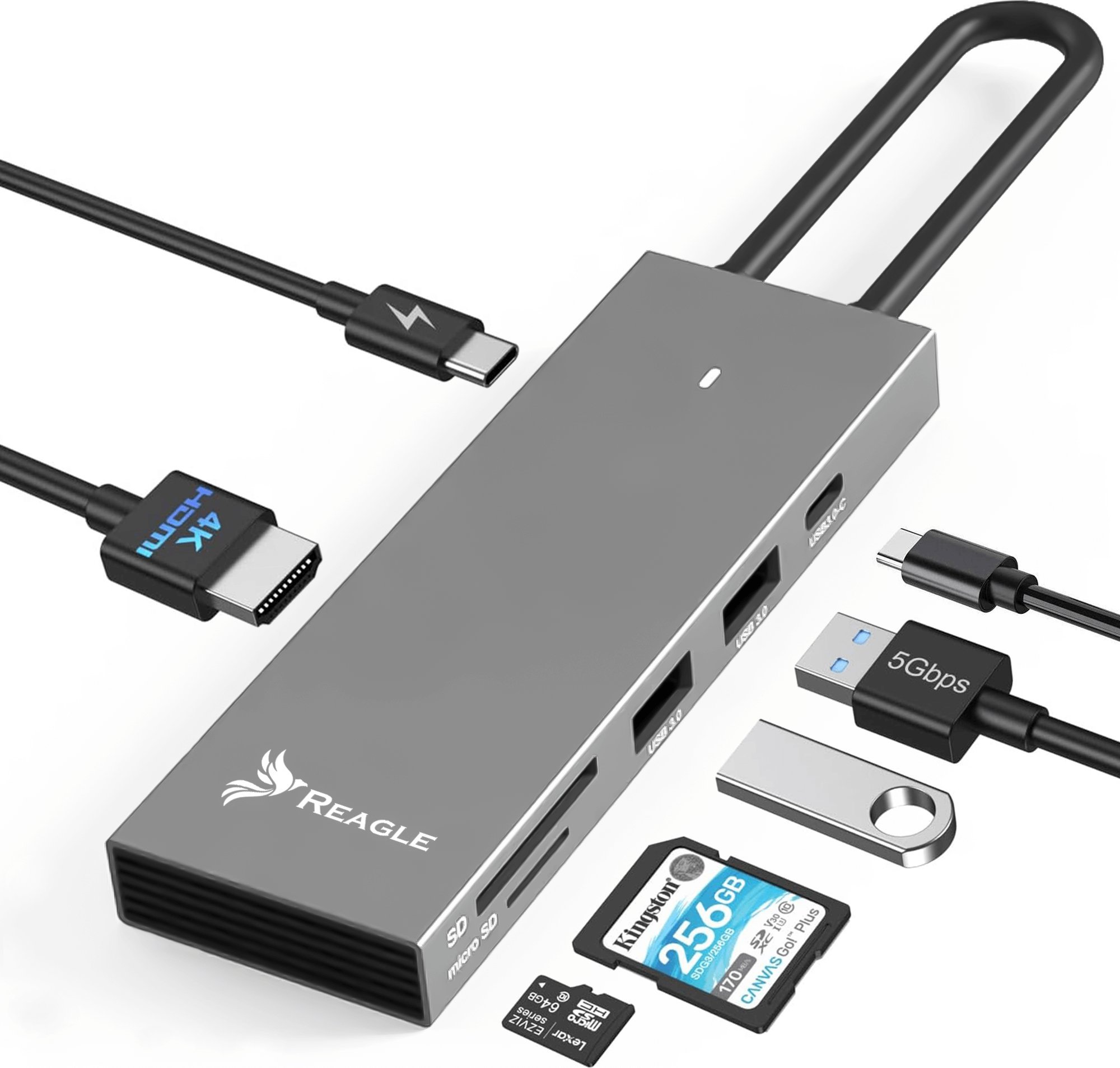 HUB USB Reagle REAGLE HUB USB-C HDMI 4K 60Hz 2K 144Hz USB C 3.2 PD 100W CZYTNIK KART M1 M2