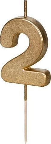 Świeczka urodz.Cyferka 2 4,5cm złoty 32316