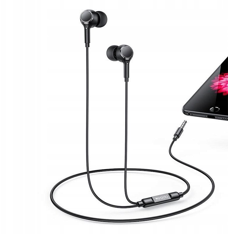 yesido Słuchawki Dokanałowe YH53 Aux 3.5mm 120cm, BLACK / CZARNY
