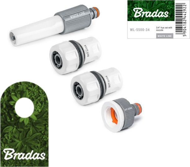 Bradas Zestaw 4-elementowy na wąż 3/4" WHITE LINE WL-5500-34 BRADAS 2922