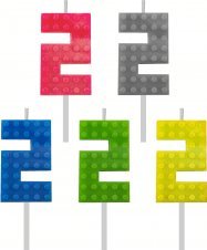 GoDan Świeczka urodzinowa Klocki, cyfra 2, wys. 5.5 cm one size