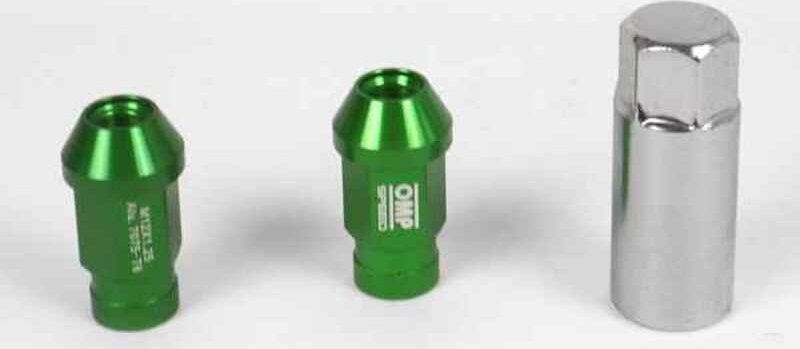 OMP Set Nakrętki OMP 7075 40 mm M12 x 1,50 20 uds Kolor Zielony