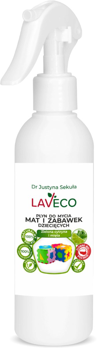 LAVECO Naturalny płyn do mycia mat i zabawek dziecięcych zielona cytryna i mięta 0,2 l