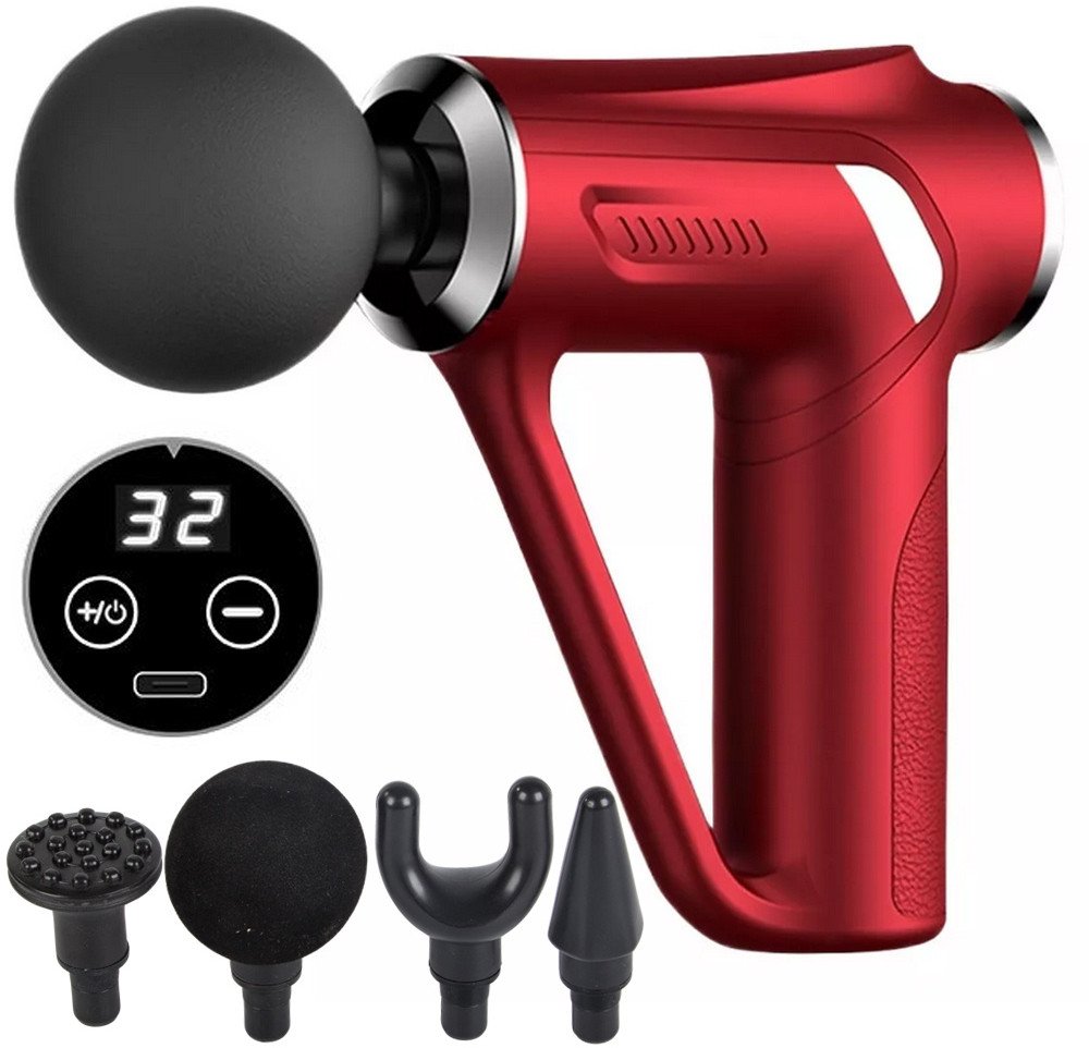 Pistolet do masażu pleców ciała nóg masażer mocny massage gun 4 końcówki