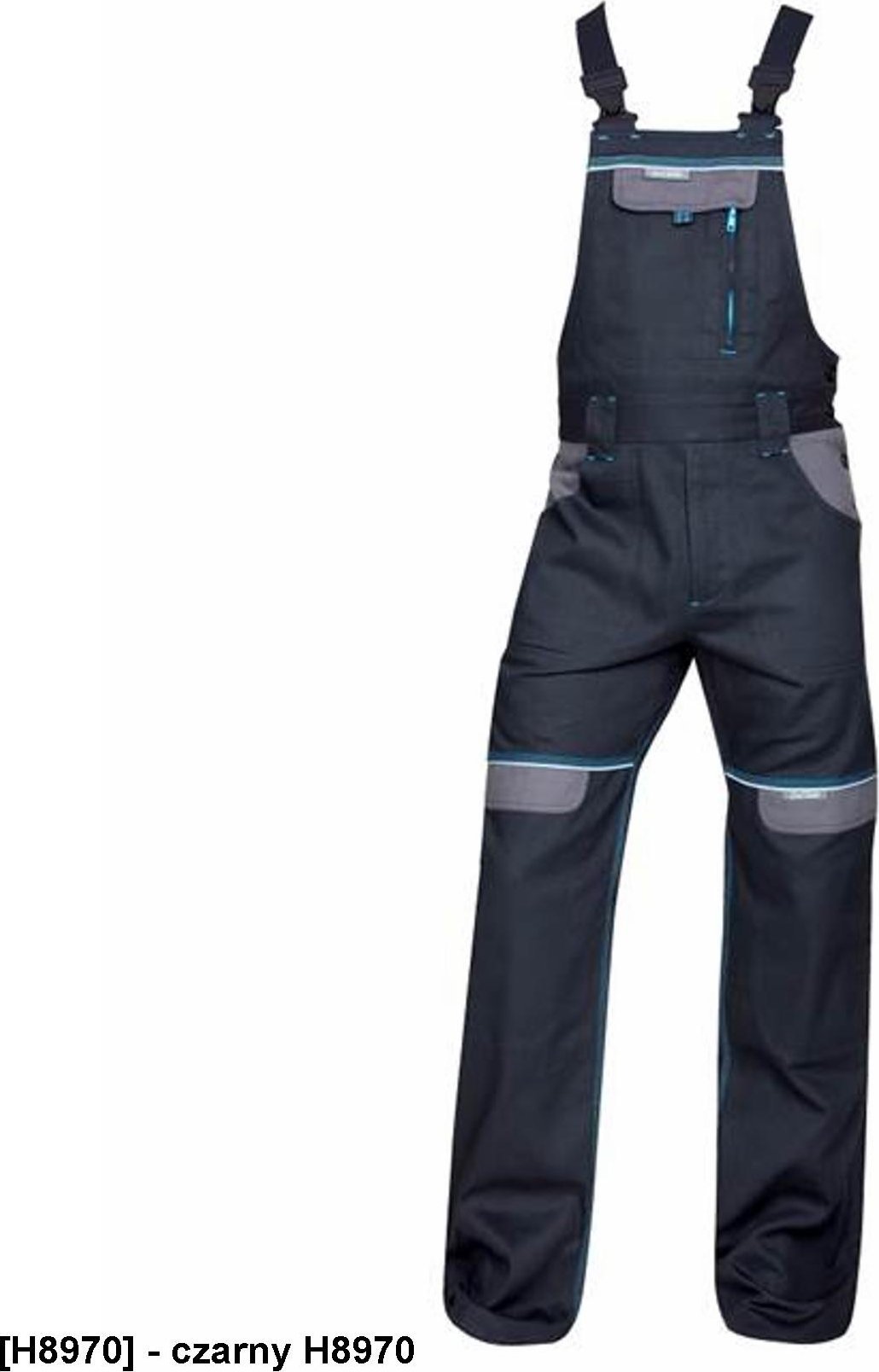 Ardon ARDON COOL TREND - Spodnie ogrodniczki ARDONCOOL TREND szaro-czarne przedłużone S - czarny H8970 L