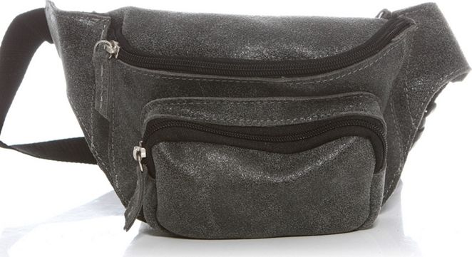 Belveder Saszetka na biodra pas skórzana szara BL03