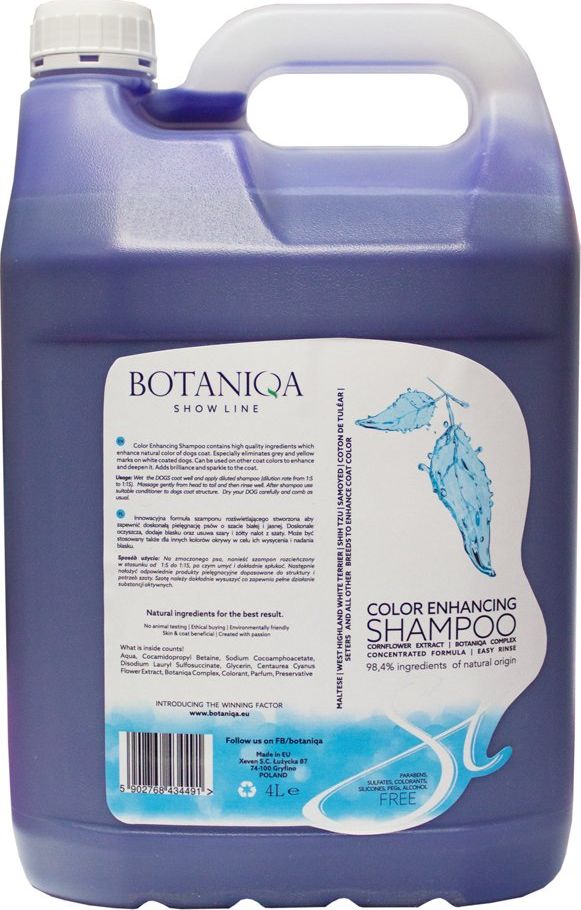 Botaniqa Botaniqa Show Line Color Enhancing Shampoo - szampon rozjaśniający dla szaty białej i jasnej 4l uniwersalny