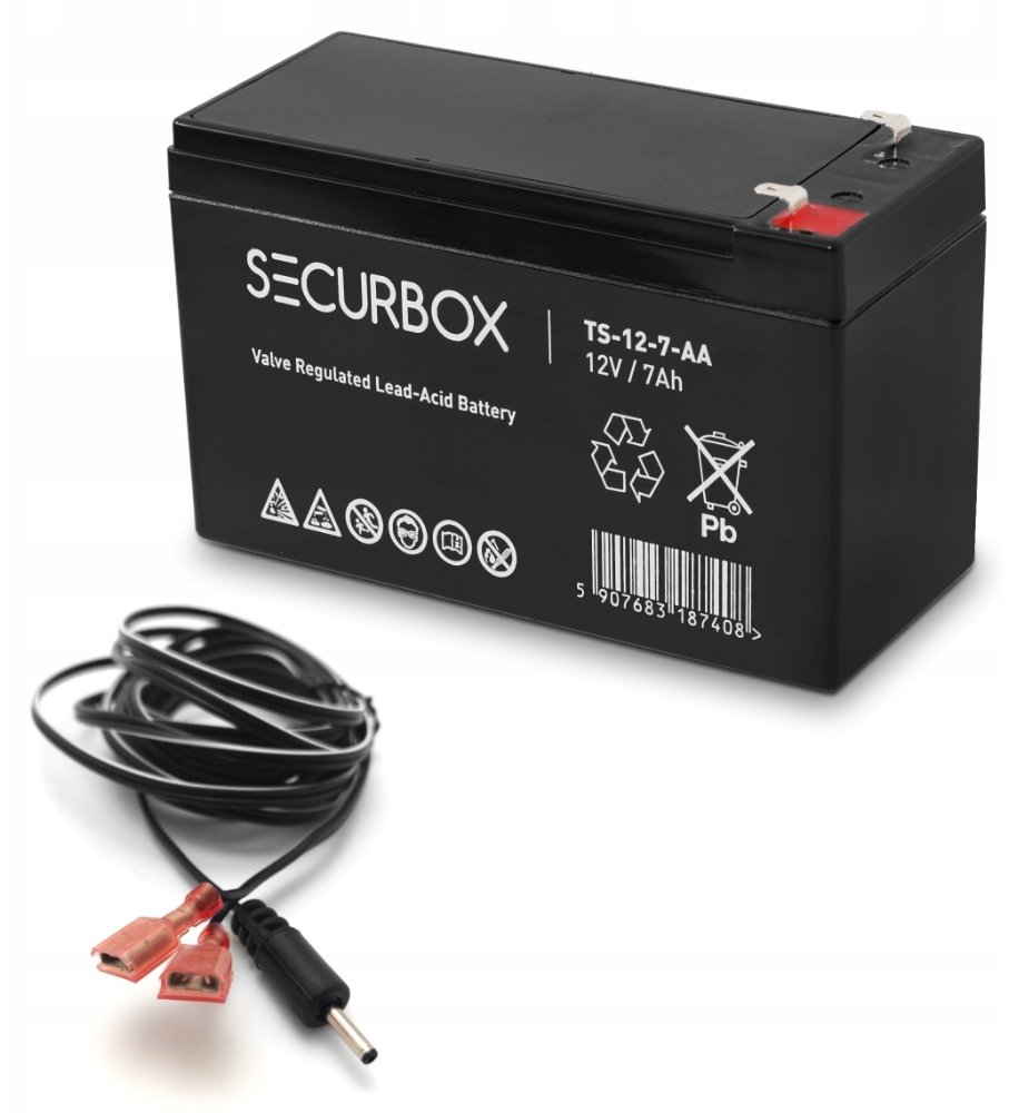 Akumulator Zasilanie 12V 7Ah 7000 mAh do Fotopułapki Kabel 3m 1.7 x 4.0mm