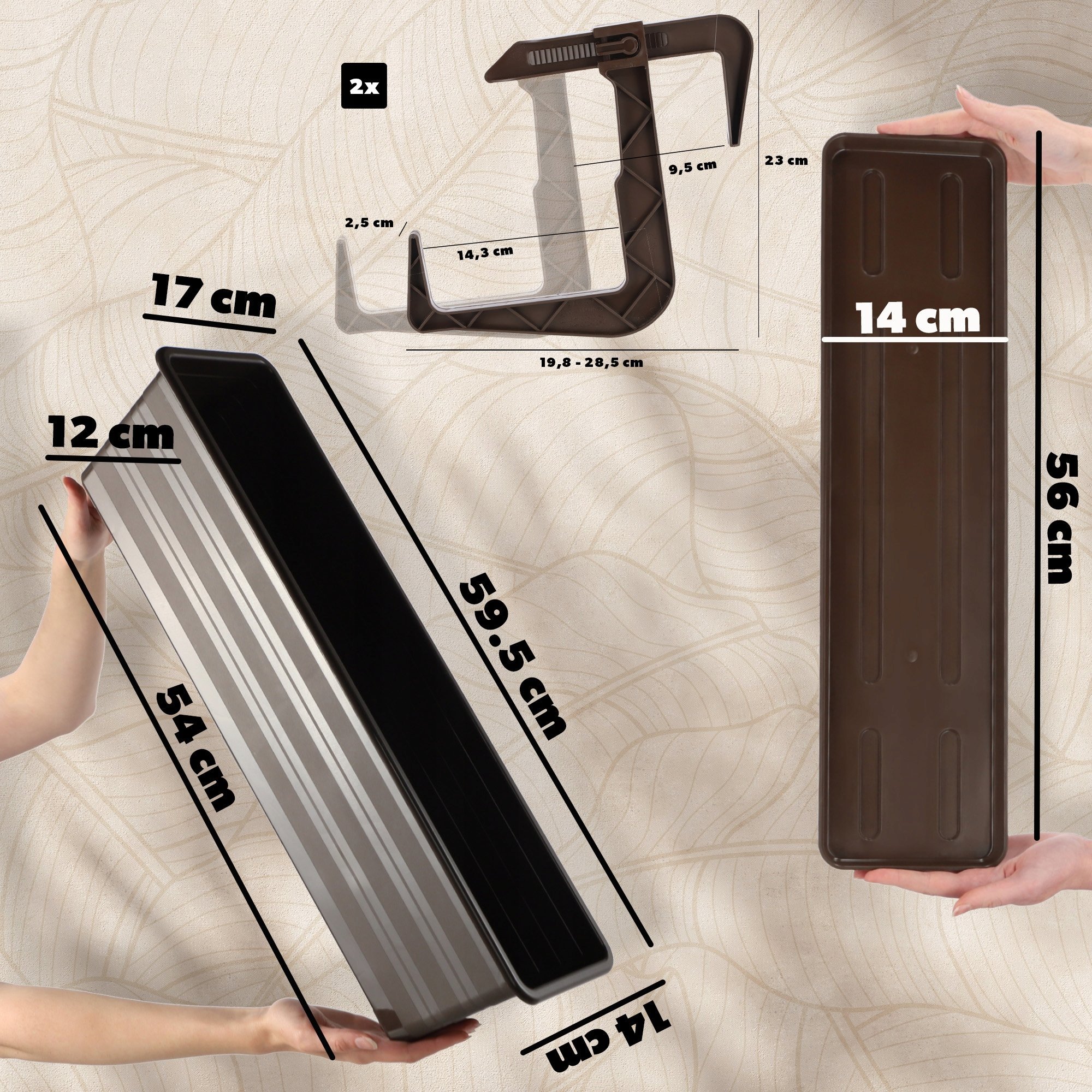 Kadax KADAX Skrzynka Balkonowa Doniczka Z Uchwytami 60cm