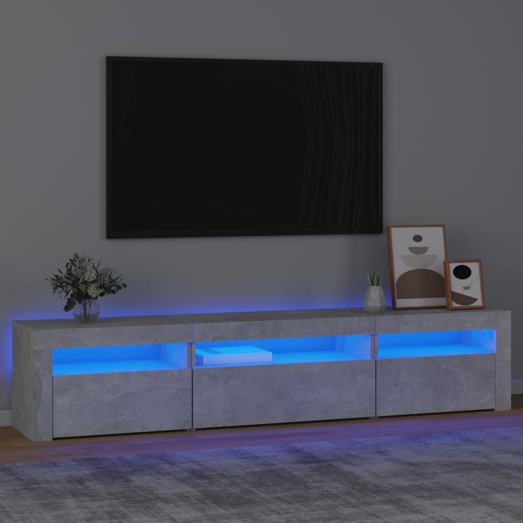 vidaXL Szafka pod TV z oświetleniem LED, szarość betonu, 195x35x40 cm