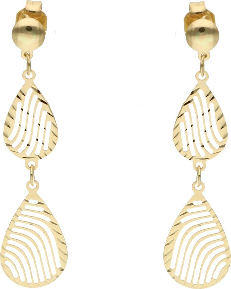 Rosanto Złote wiszące ażurowe kolczyki łezki 585 14k