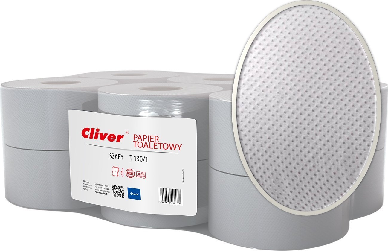 Cliver Papier toaletowy Cliver 130m 1w makulatura szary (12) -