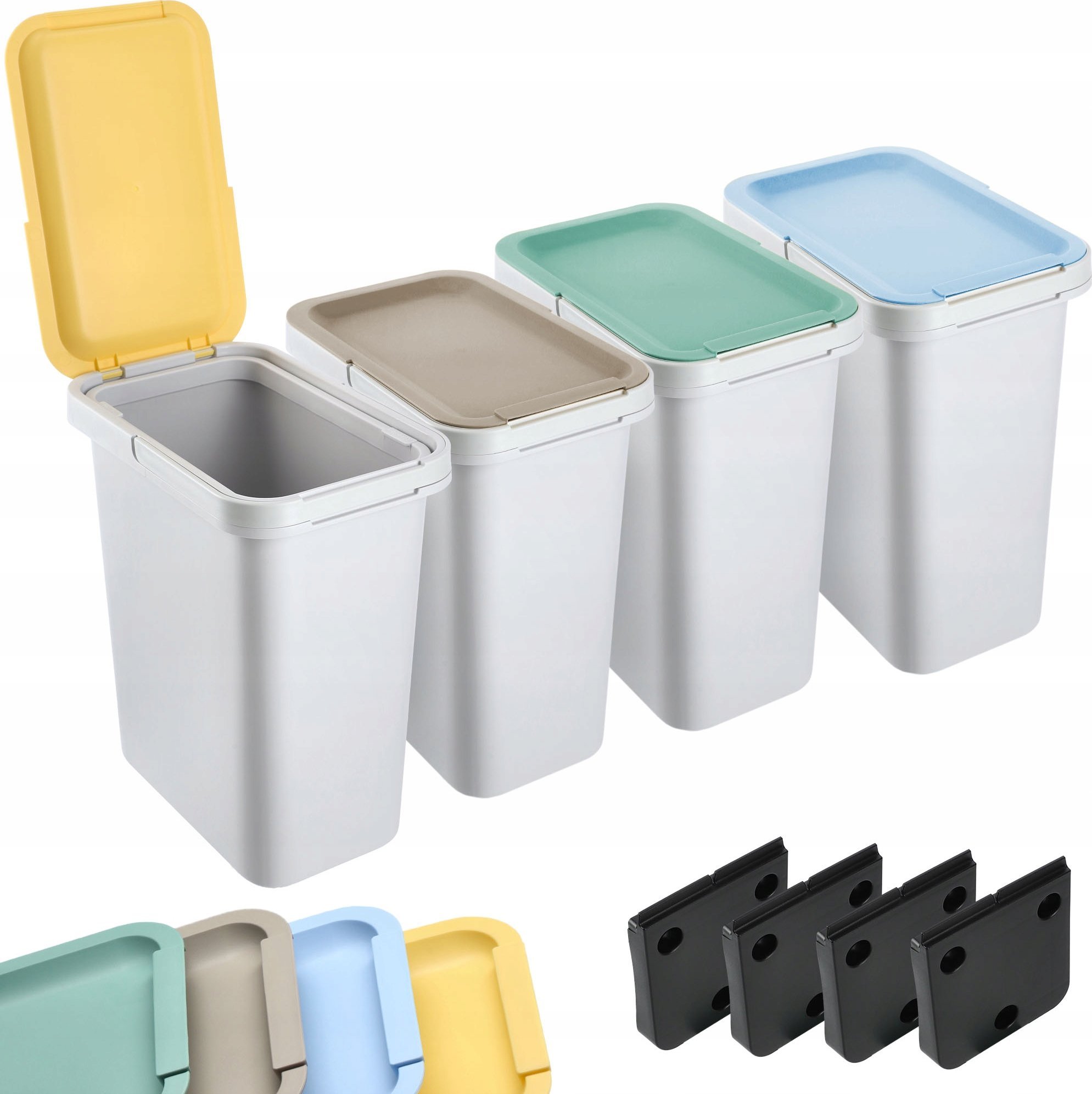 Kosz na śmieci Kadax 4x KADAX Kosz Na Śmieci Pojemnik Do Segregacji Odpadów 12L Uchwyt Mocujący