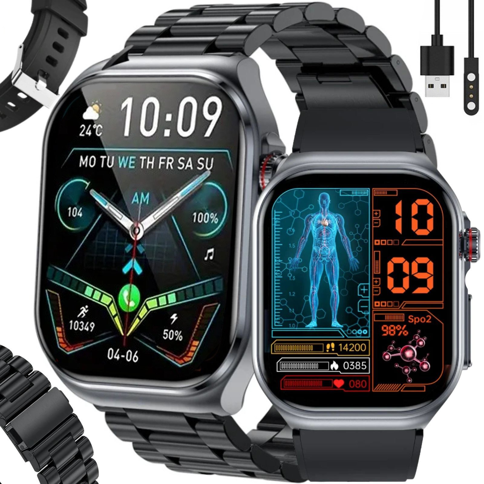 Zegarek SMARTWATCH Rubicon RNCF36 black/black silicon black metal band