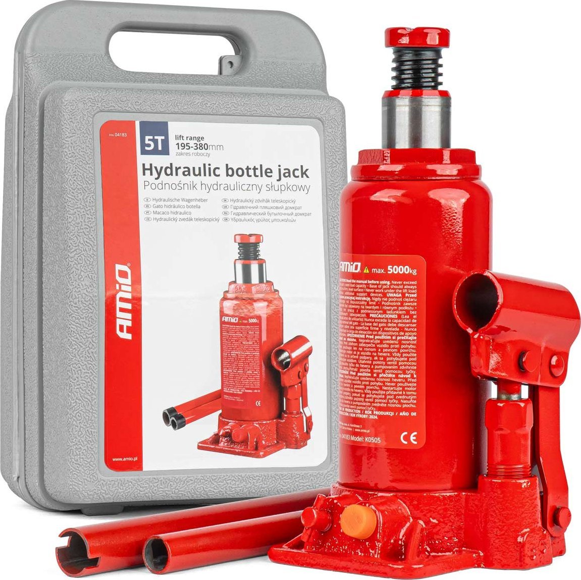 AMiO Podnośnik hydrauliczny słupkowy 5t 5000 kg pvc box amio-04183