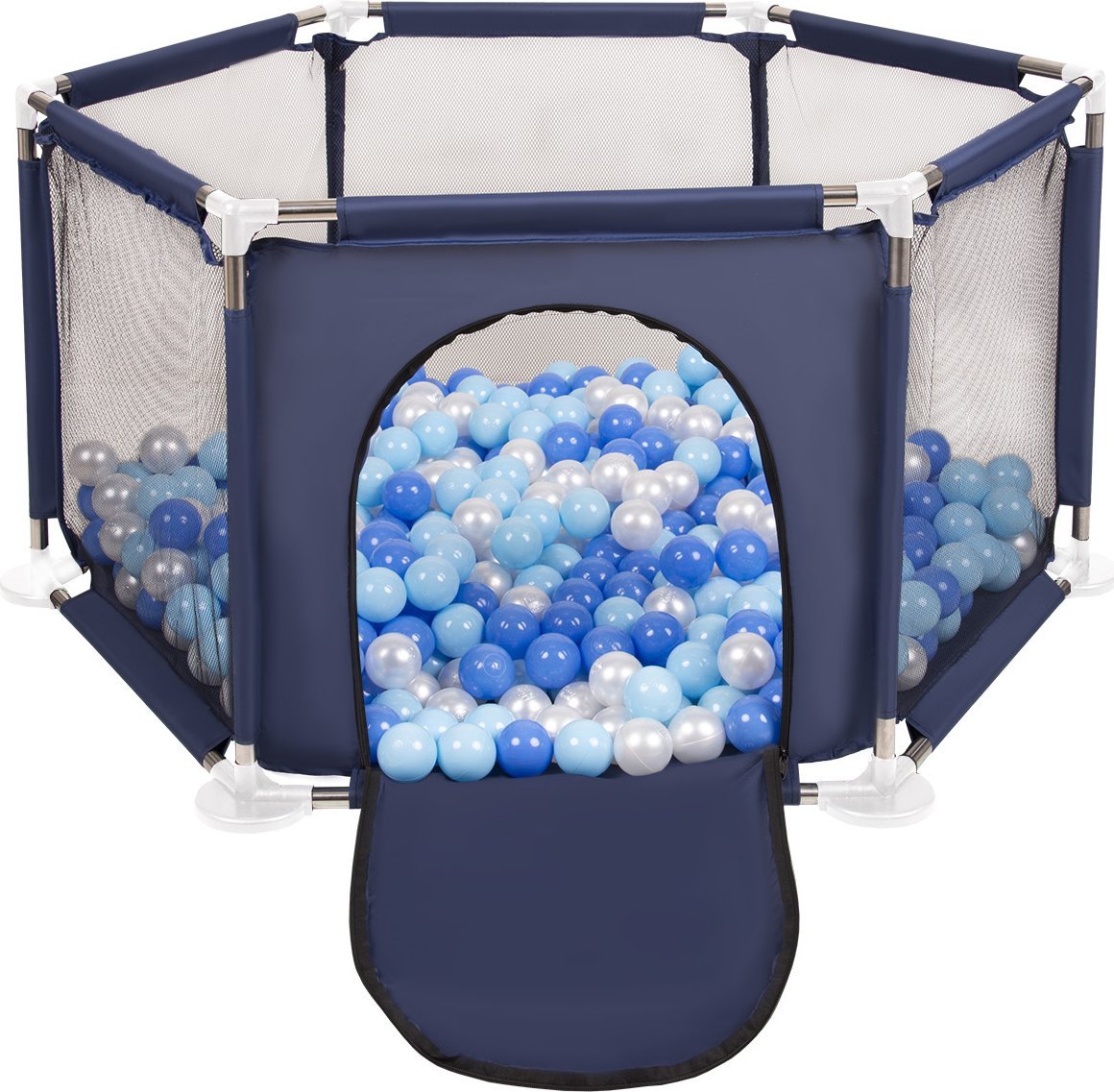 Selonis Selonis Sześciokąt składany KS-100X z piłeczkami 6cm niebieski: babyblue-niebieski-perła 63x64/900piłek Zabawka kojec