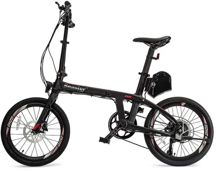 Rower elektryczny Beaster El. karboninio rėmo dviratis, BS125B, juodas, 250W