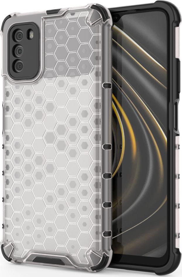 Hurtel Honeycomb etui pancerny pokrowiec z żelową ramką Xiaomi Poco M3 / Xiaomi Redmi 9T przezroczysty