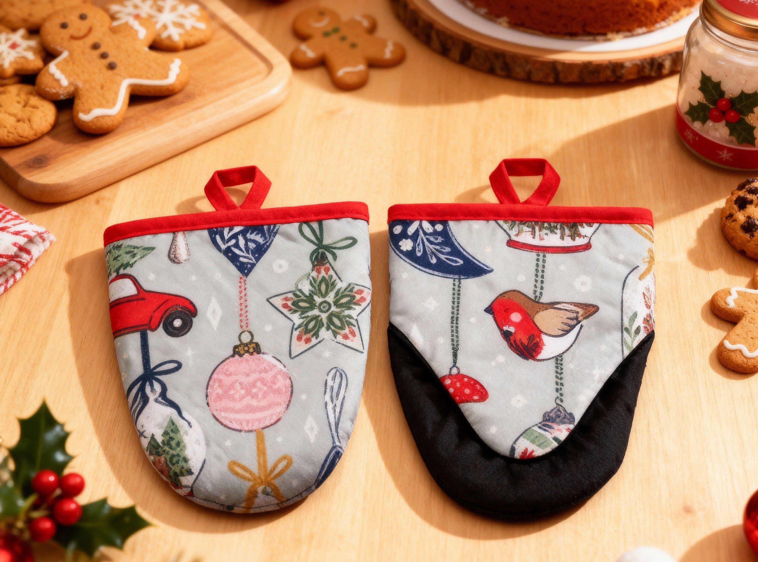 Komplet 2 rękawic kuchennych Christmas Ornaments 7CHOR022