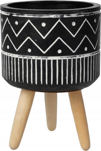 Koopman Osłonka cementowa na nóżkach czarna 12 x 17 cm