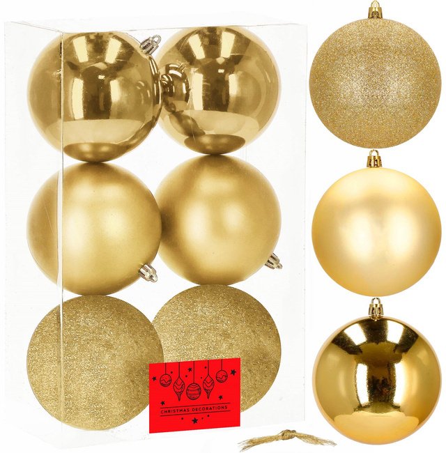 Bombki choinkowe 6 szt. ozdoby na choinkę, dekoracje świąteczne, złote UNIWERSALNY