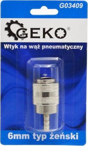 Geko WTYK NA WĄŻ PNEUMATYCZNY 6MM TYP ŻEŃSKI (BLISTER) (10/100) G03409 GEKO