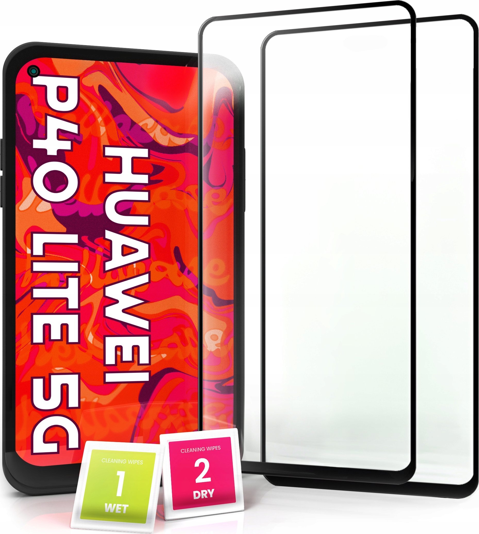 Hello Case 2-pak Szkło Hartowane do Huawei P40 Lite 5G Ochronne Pełne Na cały ekran 5D