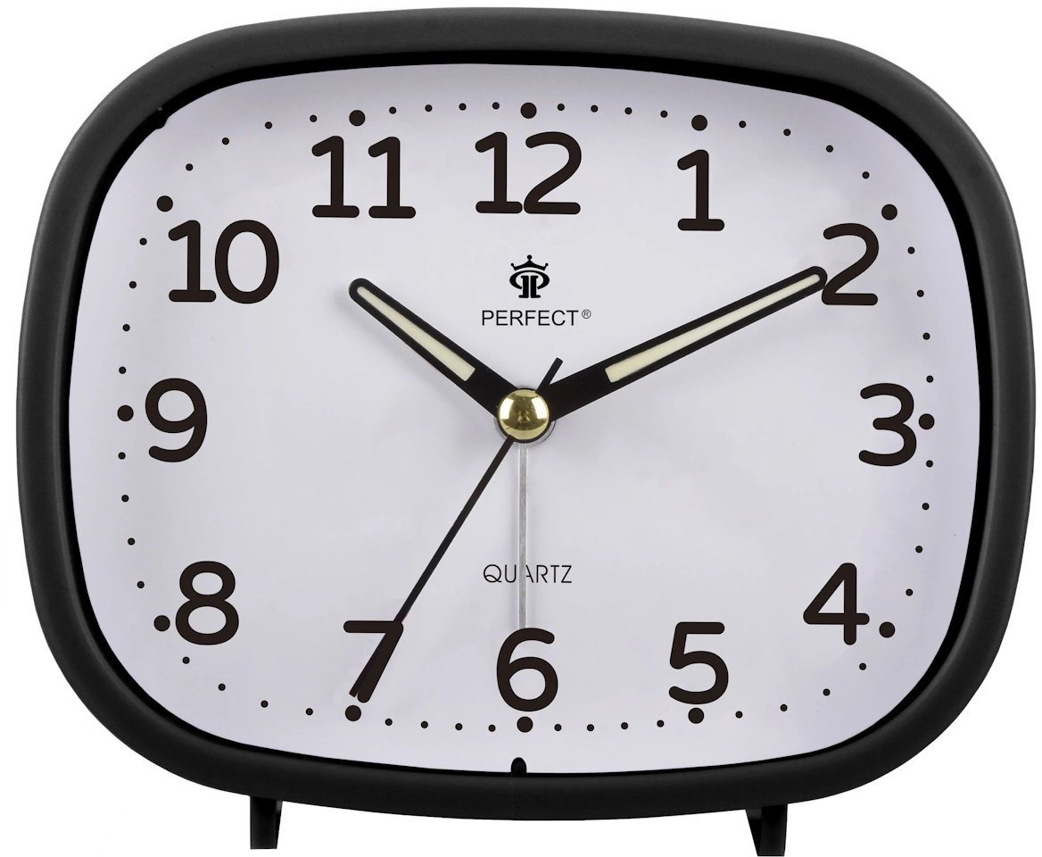 Perfect Budzik PT332-1500 czarny 12 cm podświetlenie cichy chód