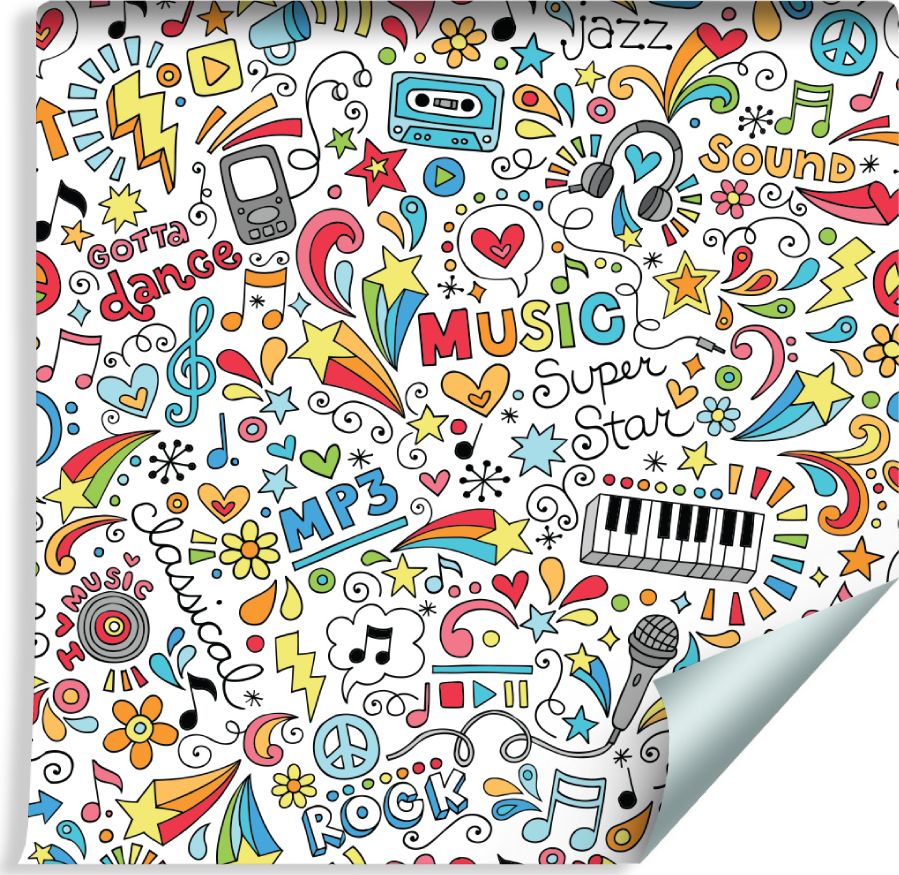 Muralo Tapeta Dla Dzieci - Kolorowy Wzór Muzyka