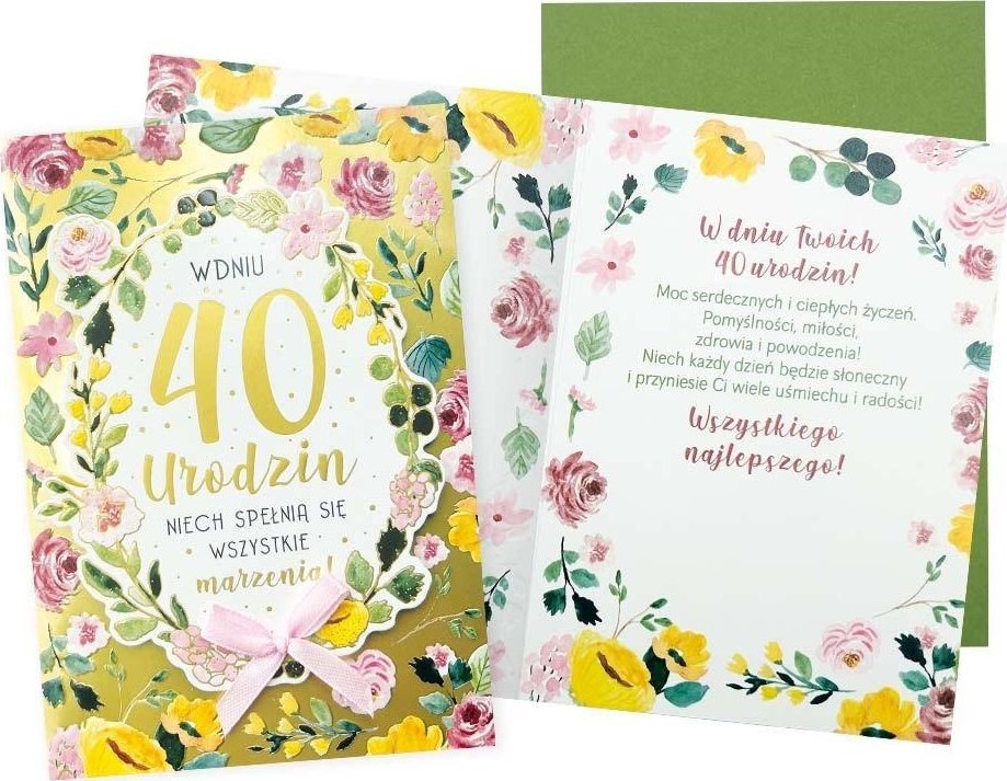 Karnet B6 Urodziny 40 (kwiaty)