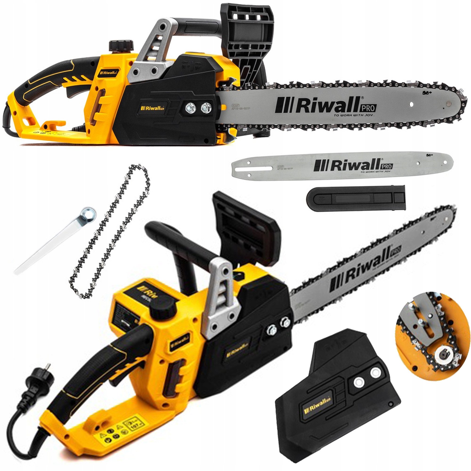 PILARKA PIŁA ELEKTRYCZNA RIWALL 3550W ŁAŃCUCHOWA DO DREWNA METALOWA PRZEKŁA