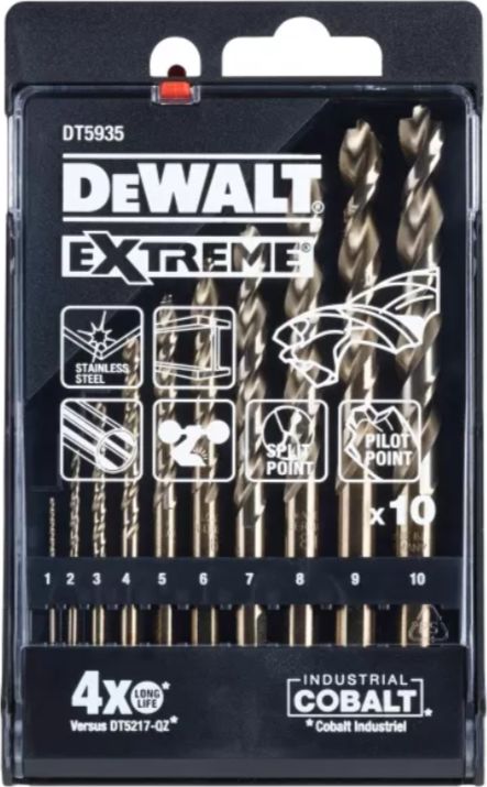 Wiertło Dewalt do metalu kobaltowe walcowe 2 7 4 5 1 3 6 10 8 9mm 10szt. (DT5935-QZ)