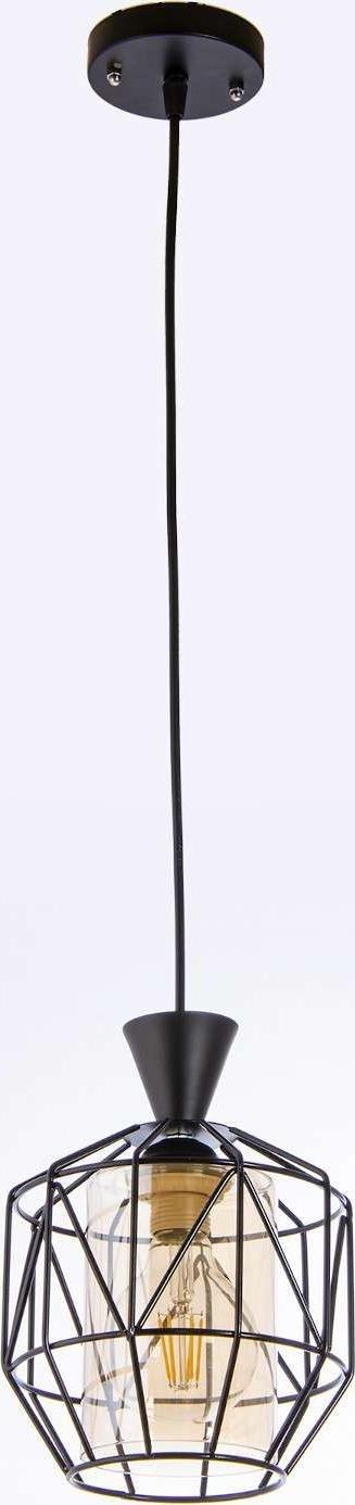 Lampa wisząca VEN Geometryczna LAMPA wisząca VEN W-5291/1 BK metalowa OPRAWA druciana ZWIS industrialny czarny miodowy